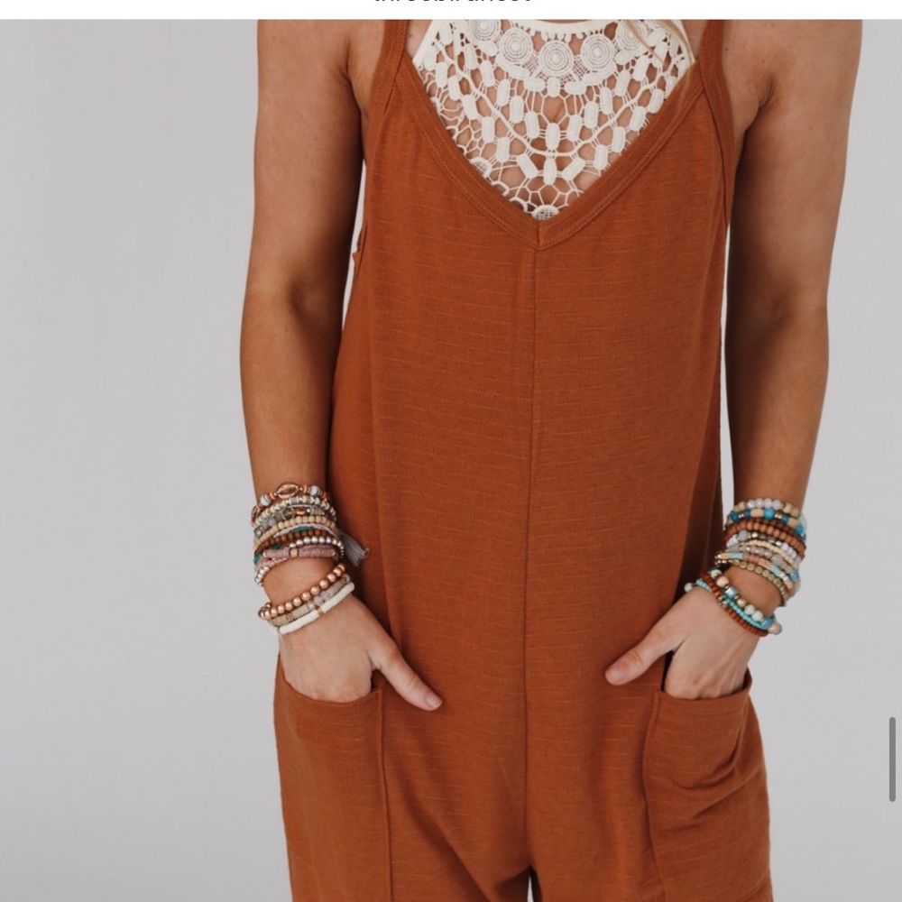 SOLD Three Bird Nest Maddie Harem Jumpsuit Rust - Picture 7 of 7